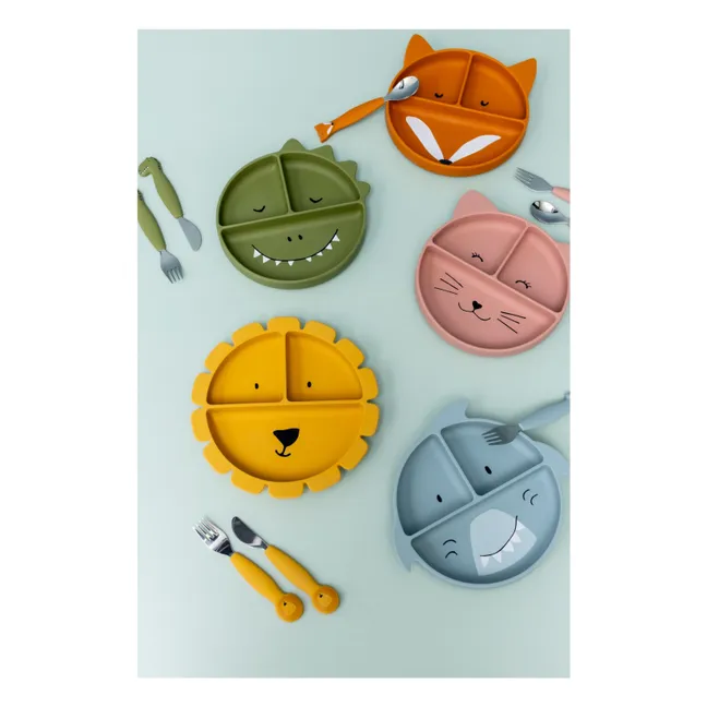 Couverts en Silicone Mr. Dino - Set de 3 | Vert