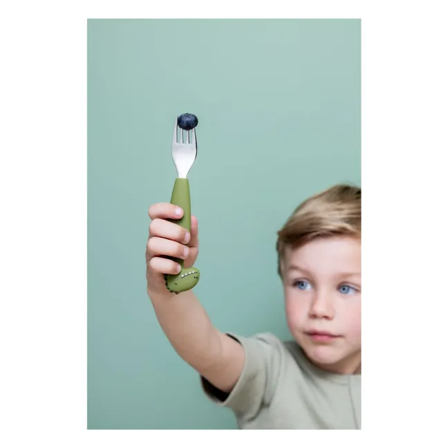 Couverts en Silicone Mr. Dino - Set de 3 | Vert