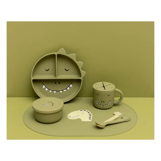 Cuillières en Silicone Mr. Dino - Set de 2 | Vert