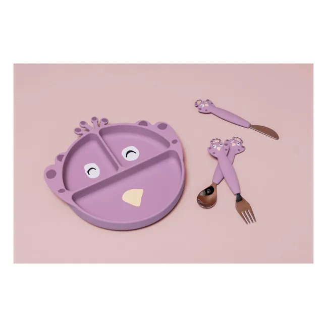 Mrs. Peacock Compartmentalized Suction Cup Plate | Purple
