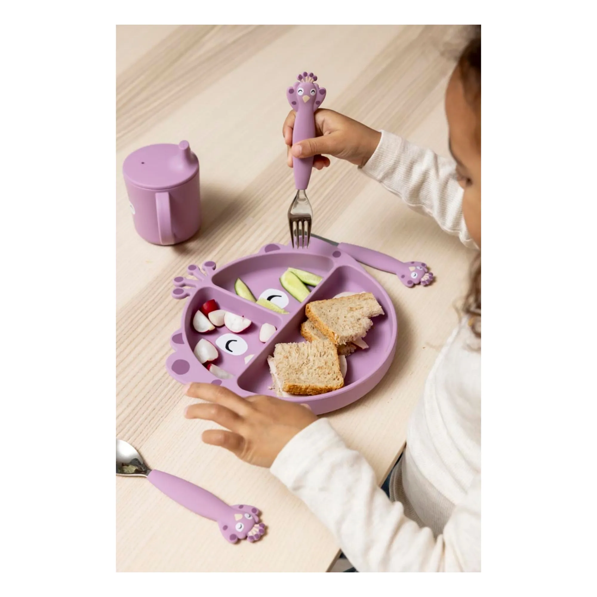 Assiette Compartimentée à Ventouse Mrs. Peacock | Violet- Image produit n°1