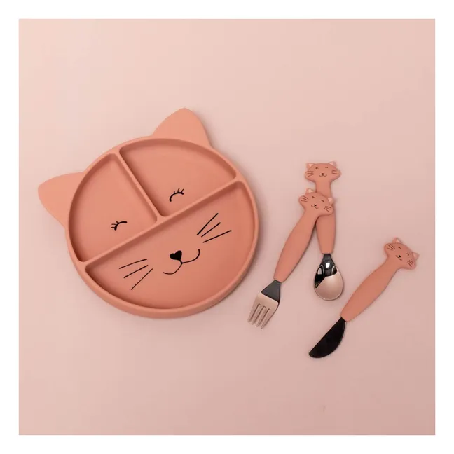 Assiette Compartimentée à Ventouse Mrs. Cat | Rose