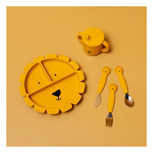 Assiette Compartimentée à Ventouse Mr. Lion | Jaune