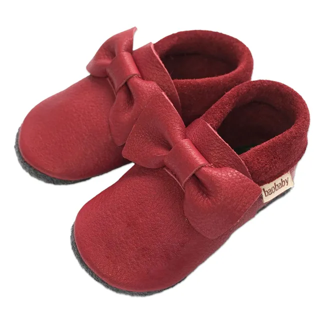 Chaussons Nœud | Rouge cerise