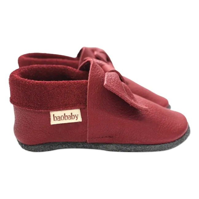 Chaussons Nœud | Rouge cerise