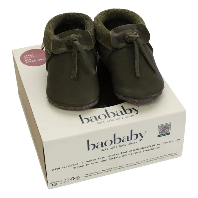 Zapatillas de piel | Verde Abeto