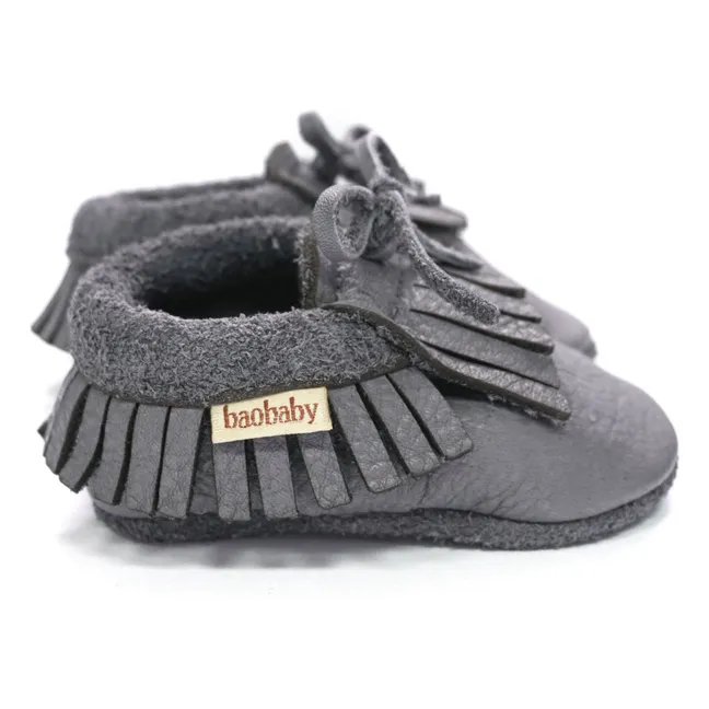 Pantofole con frange | Grigio