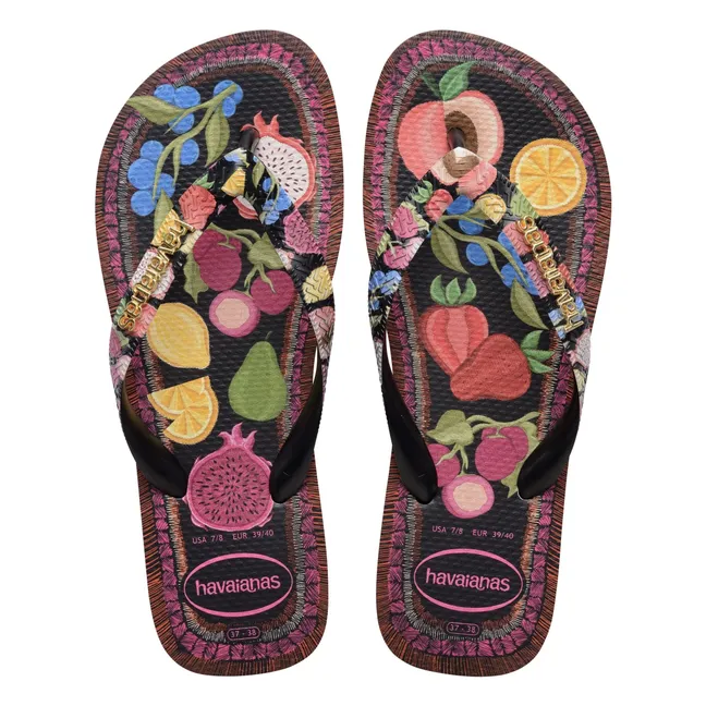 Tongs Top Tropicalia Vibes | Noir