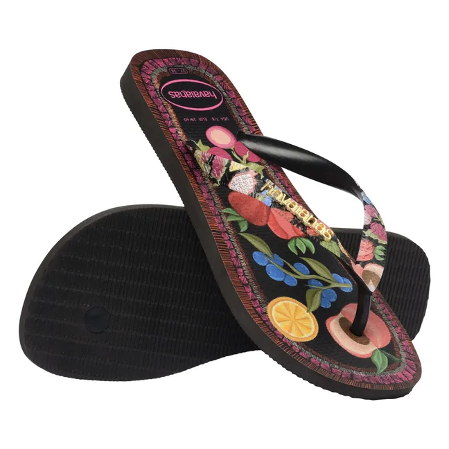 Tongs Top Tropicalia Vibes | Noir