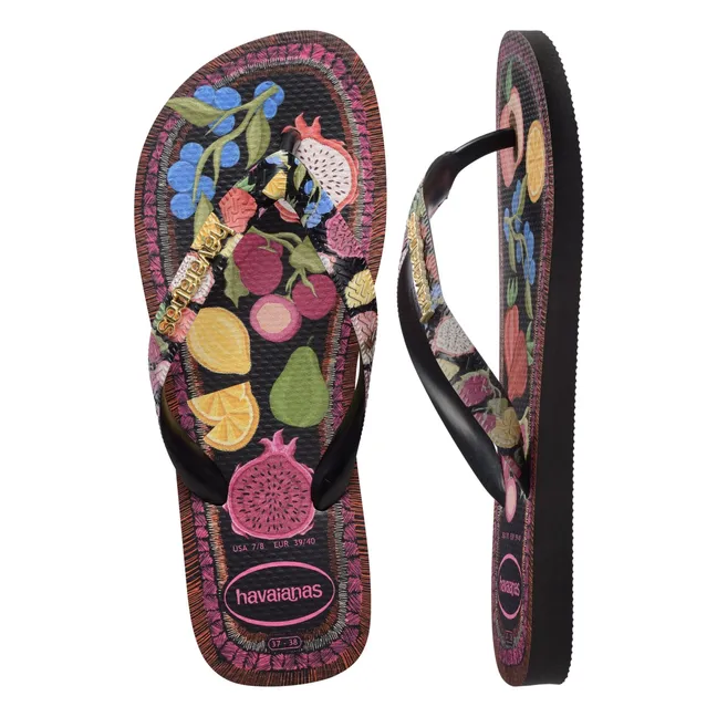 Tongs Top Tropicalia Vibes | Noir