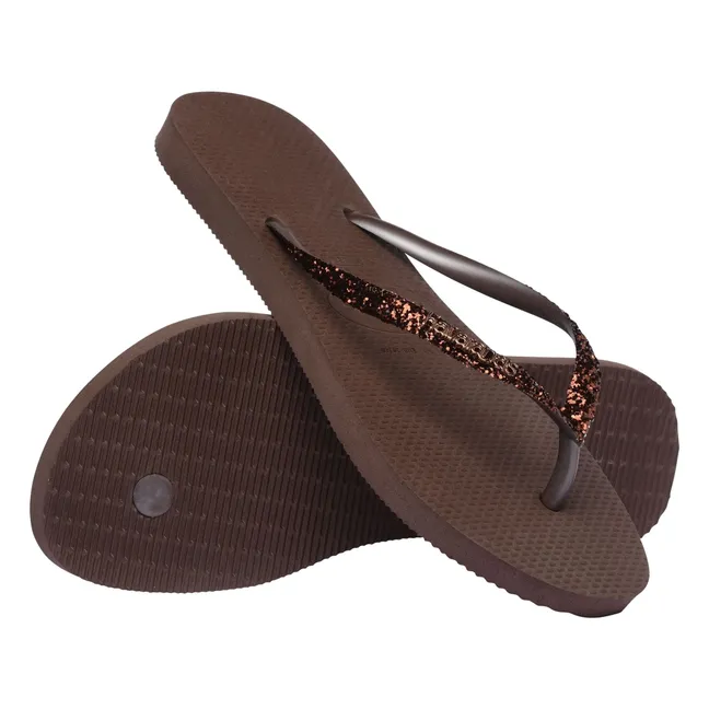 Tongs Slim Glitter | Chocolat