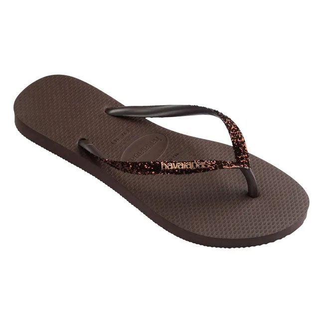 Tongs Slim Glitter | Chocolat