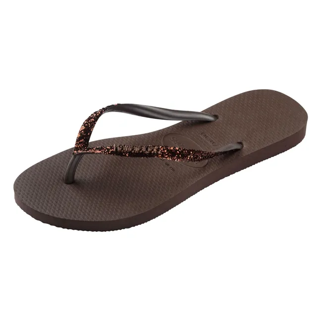Tongs Slim Glitter | Chocolat