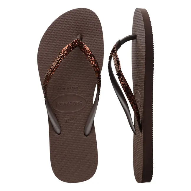 Tongs Slim Glitter | Chocolat