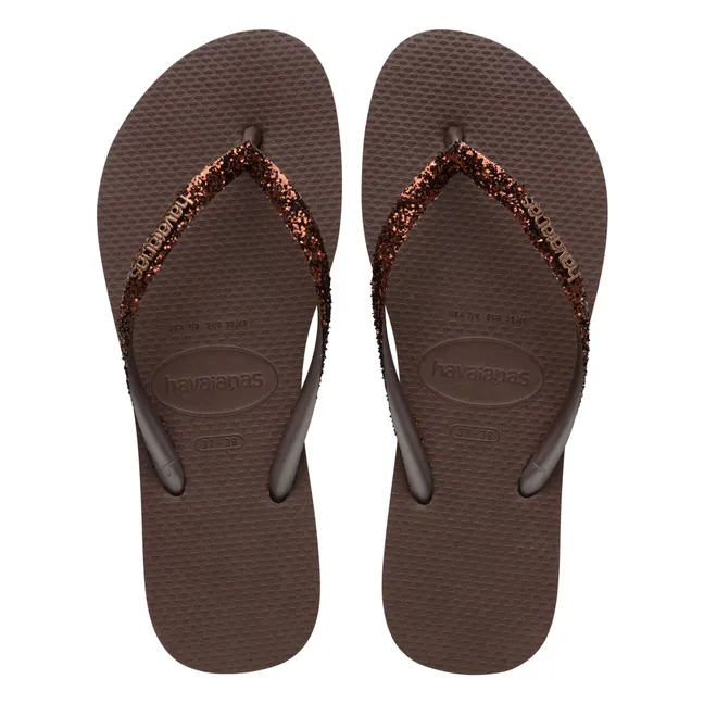 Tongs Slim Glitter | Chocolat