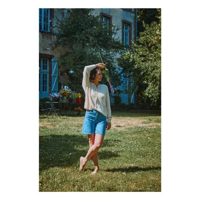 Cárdigan de pétalos de algodón orgánico | Beige