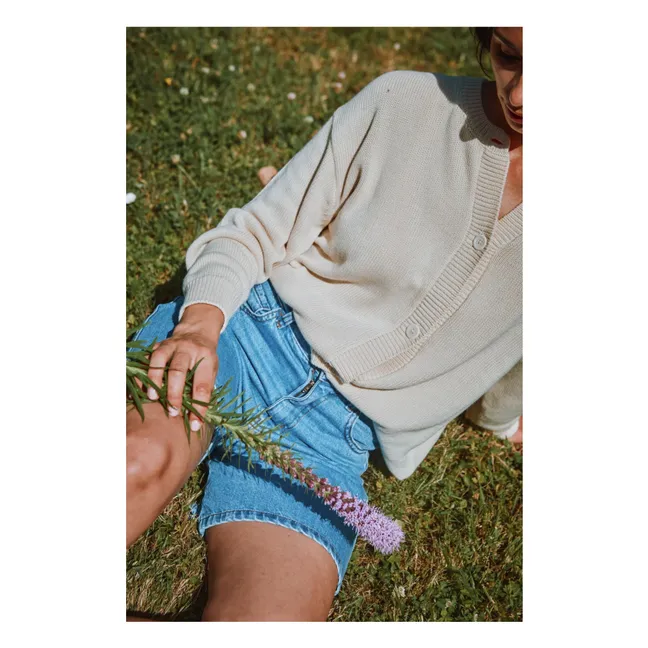 Cárdigan de pétalos de algodón orgánico | Beige