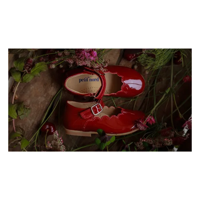 Ballerines Scallop Mary Jane | Rouge cerise
