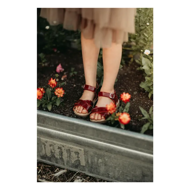 Sandalias Scallop Flower | Rojo Cereza