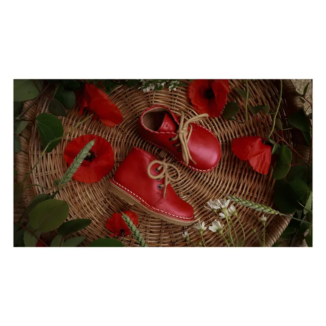 Scallop Lace Boots | Red