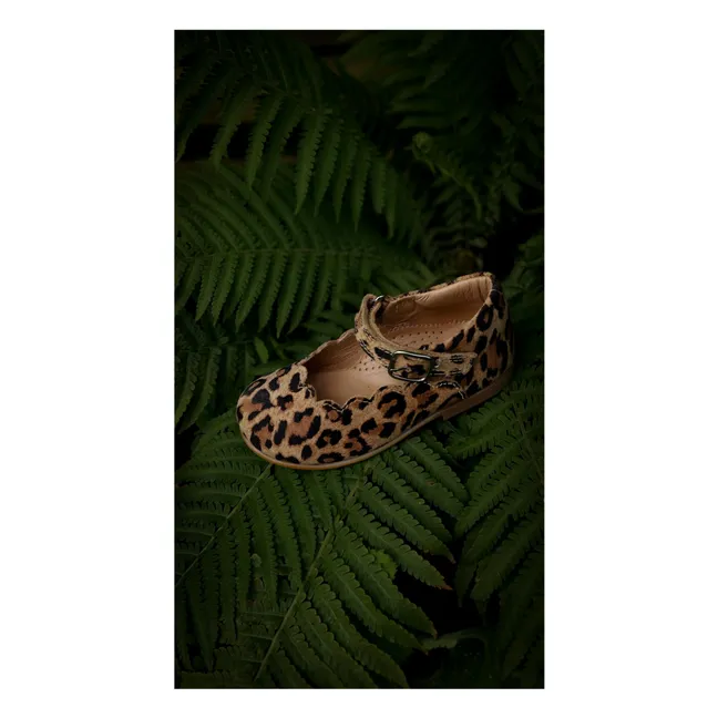 Ballerines Scallop Mary Jane Léopard | Brun
