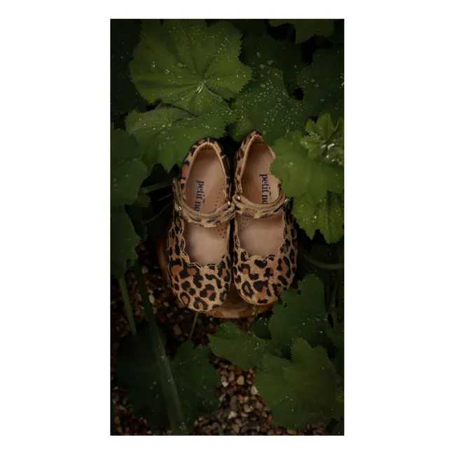 Ballerines Scallop Mary Jane Léopard | Brun