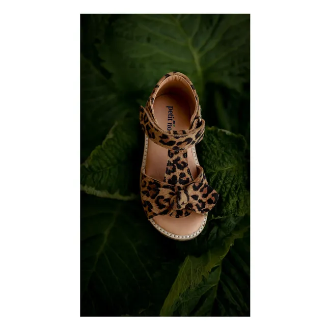 Sandalias con lazo de leopardo | Marrón