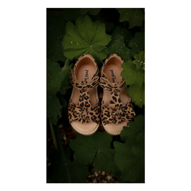 Sandalias con lazo de leopardo | Marrón