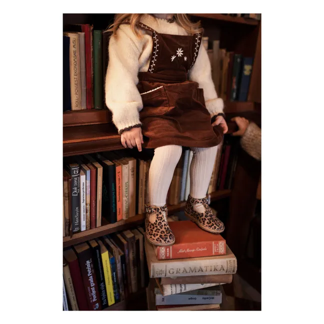 Braguita de leopardo T-Bar Scallop | Marrón