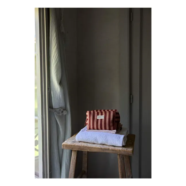 Trousse de toilette à rayures Garance  | Rouge