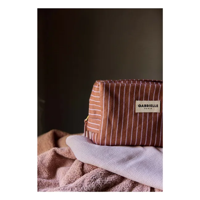 Lilac striped toiletry bag  | Pink
