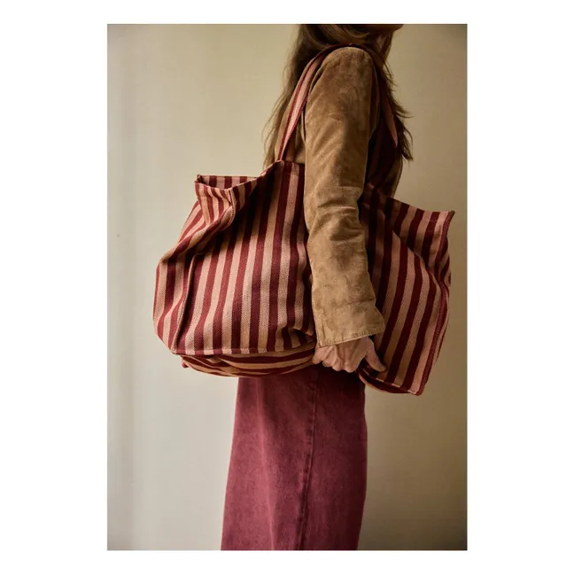 Bolsa de fin de semana a rayas Garance  | Rojo