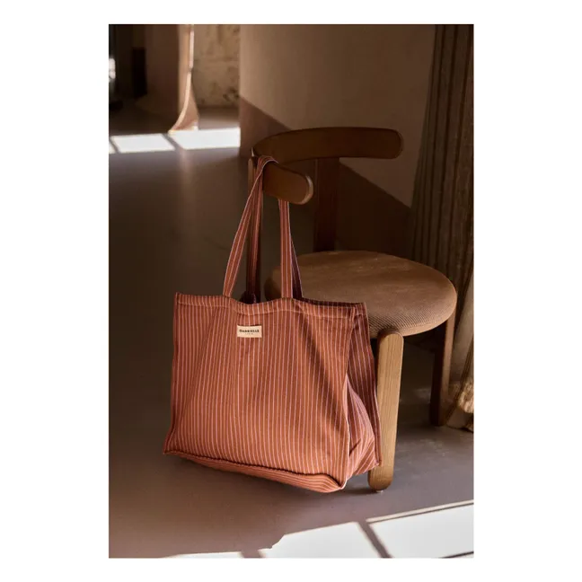 Bolsa de fin de semana a rayas lila  | Rosa