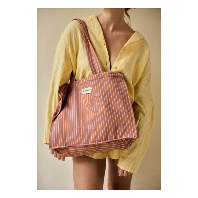 Sac Week-end à rayures Lilas  | Rose