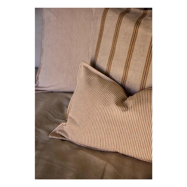 Housse de coussin à rayures  | Marron