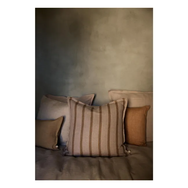 Housse de coussin à rayures  | Marron