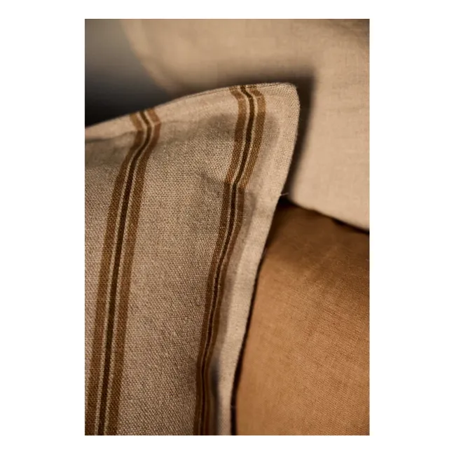 Housse de coussin à rayures  | Marron