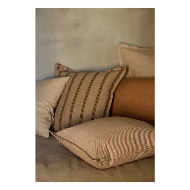 Housse de coussin à rayures  | Marron