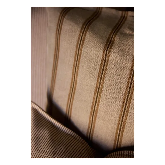 Housse de coussin à rayures  | Marron