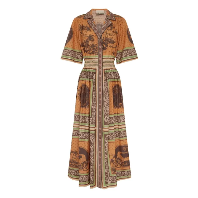 Alberta silk and cotton dress | Orange