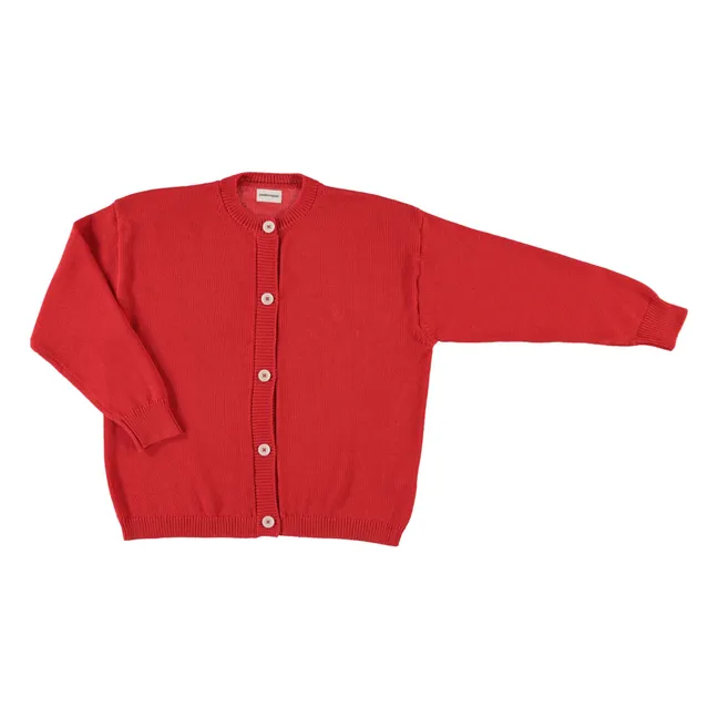 Cárdigan de pétalos de algodón orgánico | Rojo