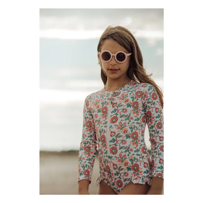 Maillot de Bain 1 Pièce Volants Fleuri Fibres Recyclées | Ecru