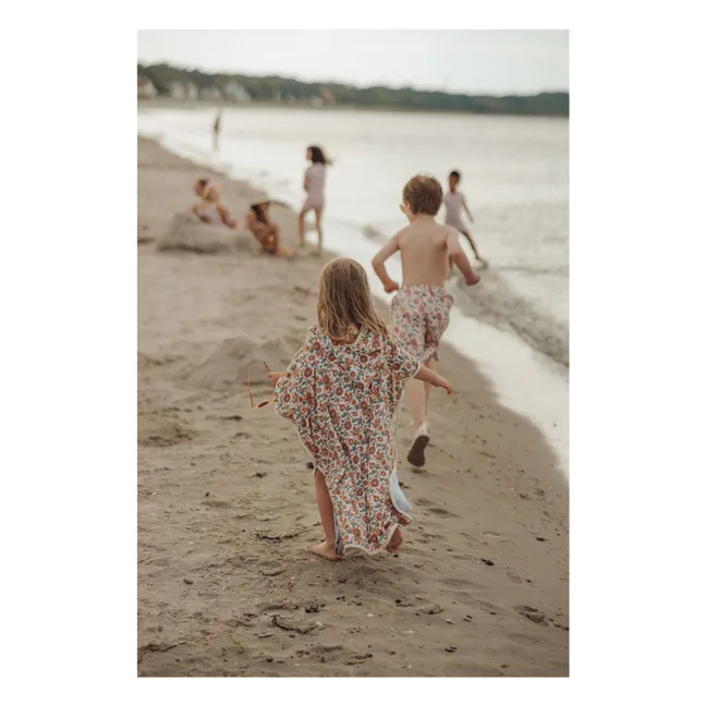 Organic Cotton Floral Bath Poncho | Ecru