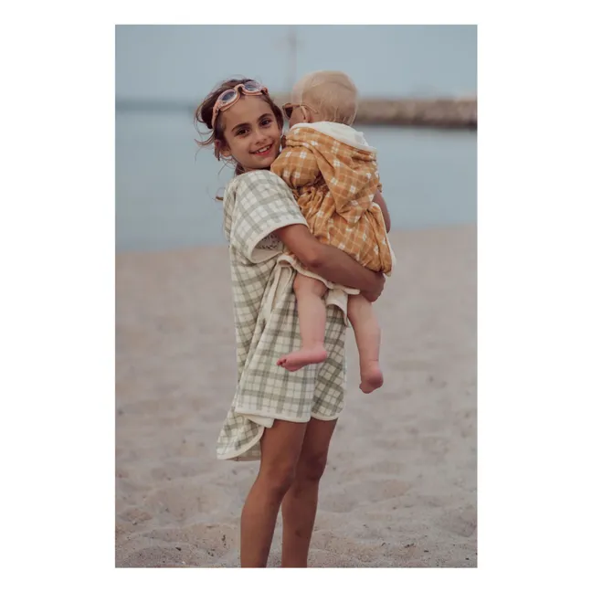 Poncho de Bain Carreaux Coton Bio | Pale green