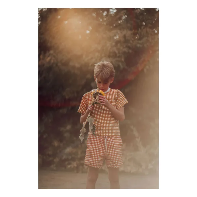 Shorts de baño de fibra reciclada Vichy | Ocre