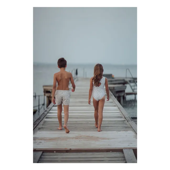 Recycled Fiber Tile Swim Shorts | Pale green