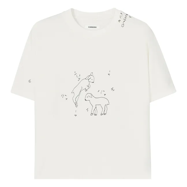 Camiseta bordada de algodón orgánico | Blanco