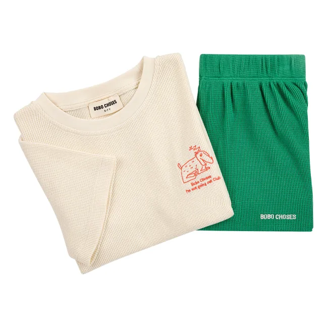 Ensemble T-shirt et Short Chien Coton Bio | Ecru