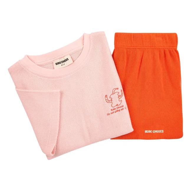 Organic cotton green T-shirt and shorts set | Pink