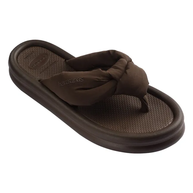 Over Puffed Up Flip Flops | Chocolate